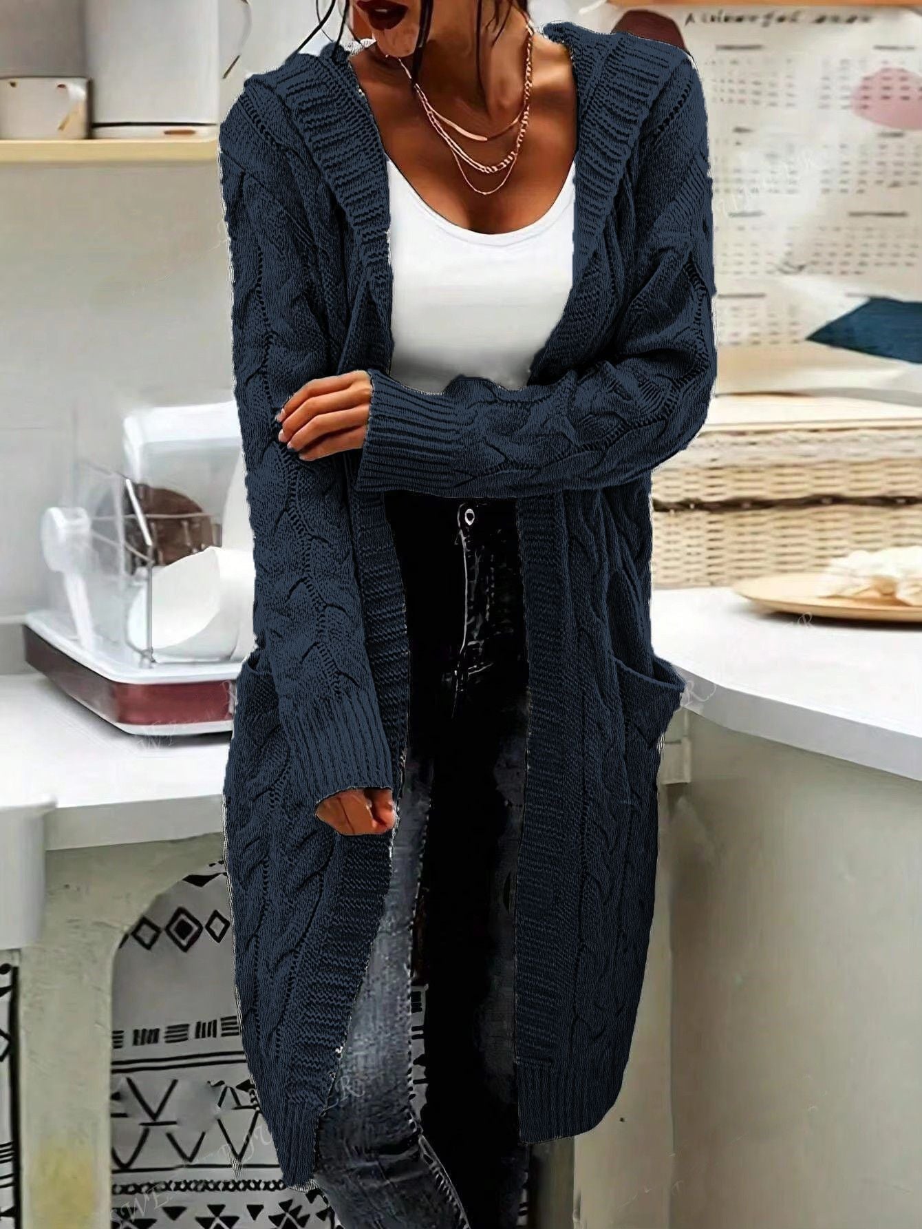 Durable Popular Women's Hooded Twist Pocket Women's Sweater
