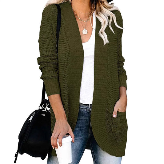 Women's Clothes Curved Placket Large Pocket Special Sweater