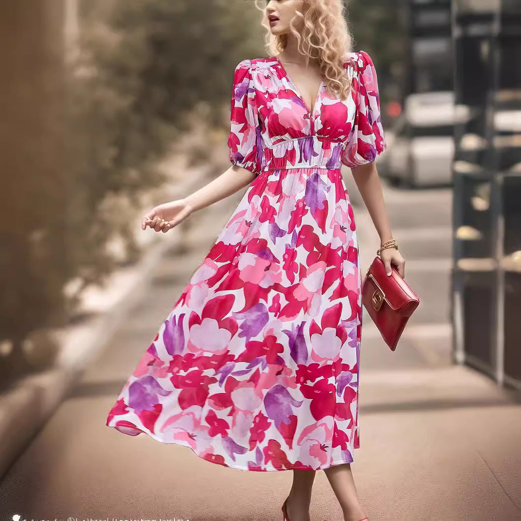 Classy Stylish Casual Summer Temperament Print Dress