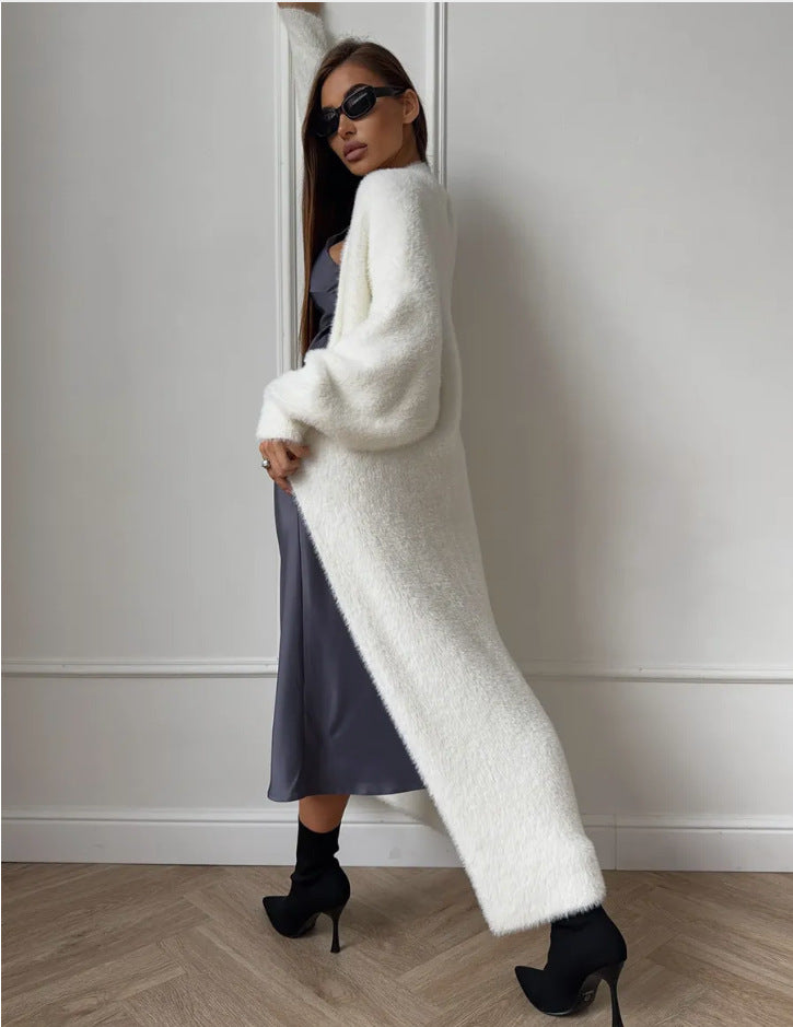 Women's Imitation Mink White Loose Plush Fluffy Women's Sweater