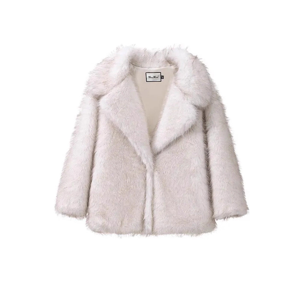 Women's Fake Fur Lapel Fashionable Warm Faux Coats