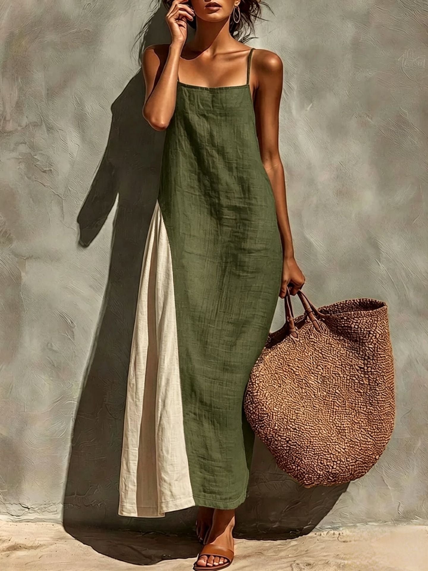 Women's Summer Cotton Linen Versatile Simple Camisole Dress