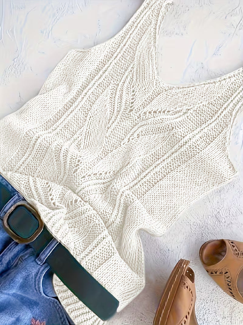 Women's Solid Color Knitted Casual Sleeve Wild Vests