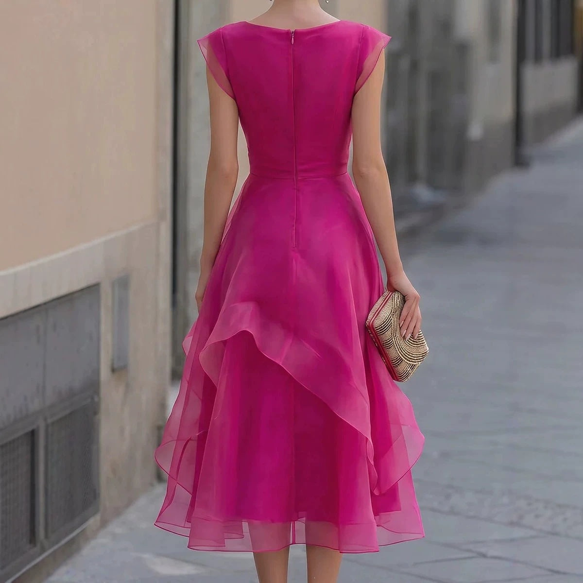Beautiful Women's Fashion Elegant Ruffle Mesh Dress