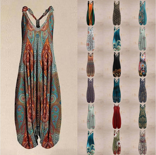 Sleeveless Loose Design Knitted Spun Cotton Jumpsuits