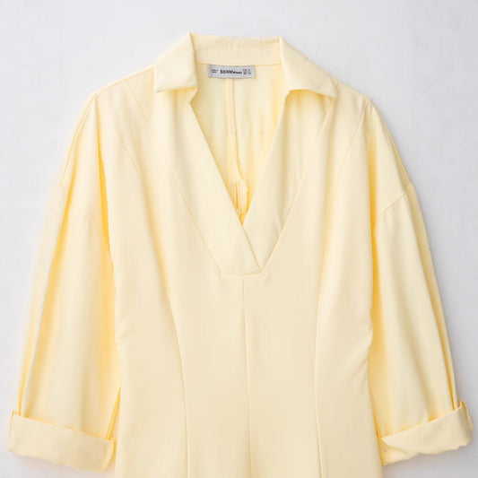 Summer Lapel Shirt Trench Solid Color Dresses