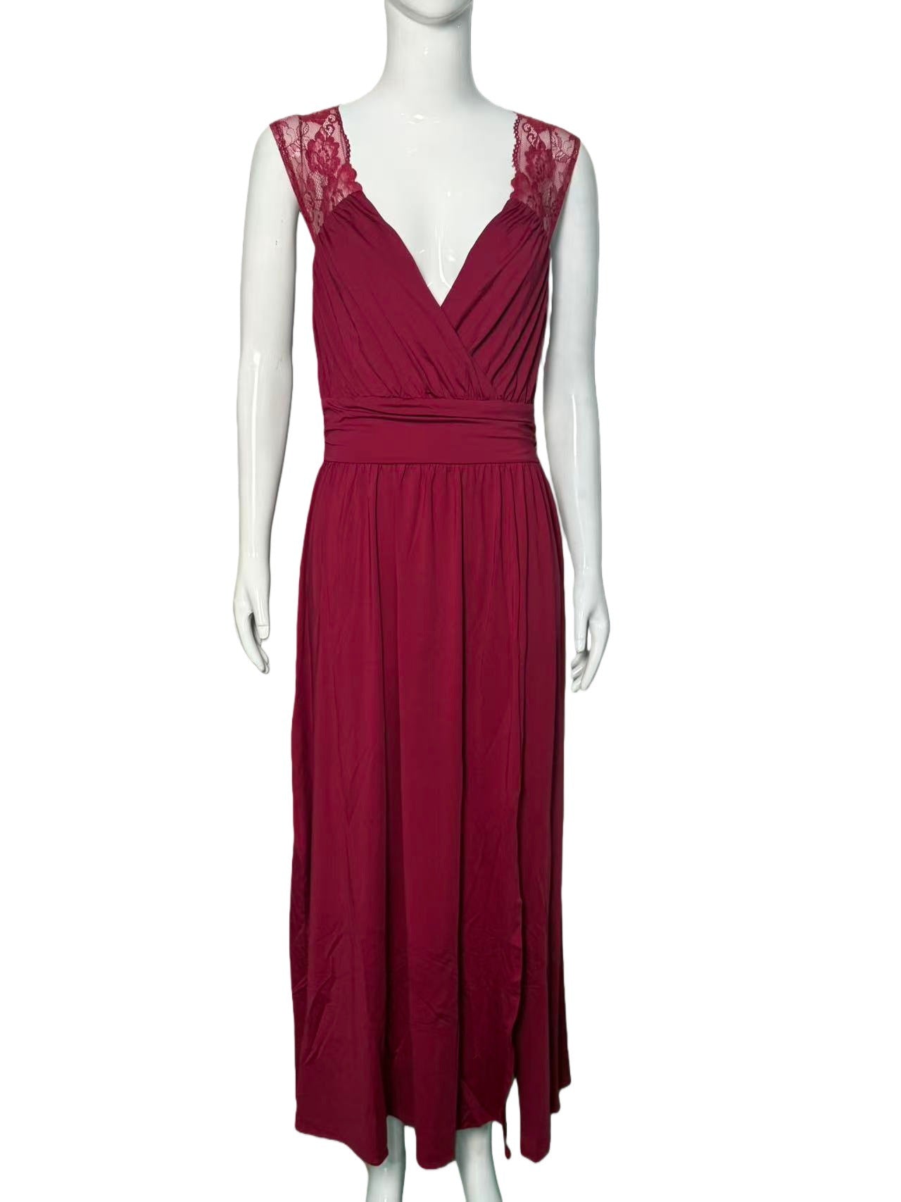 Women's Sleeveless Lace Backless Slit Hemline At Dress
