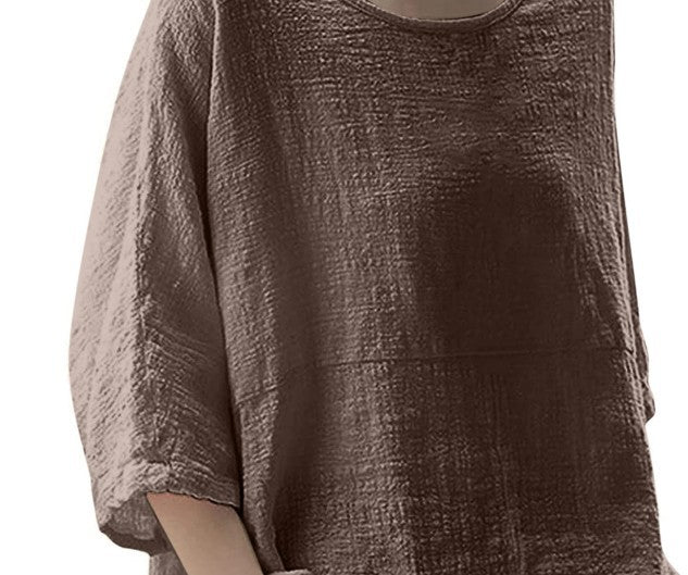 Women's Length Sleeve Pullover Loose Round Neck Blouses