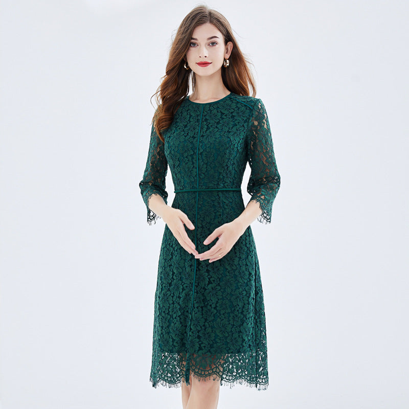 Eyelash Lace Dress Slightly Fat Fashion Match Dresses