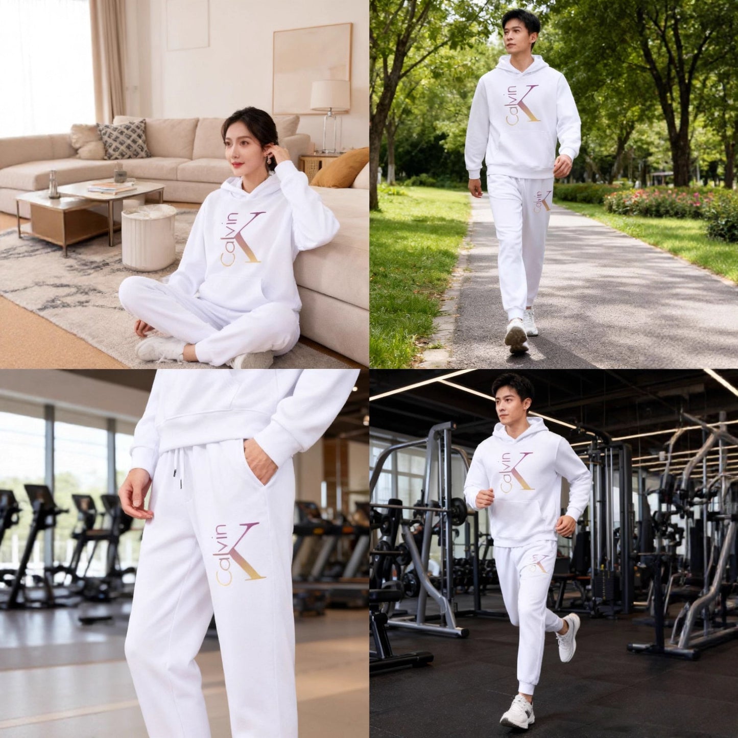 Hooded Sweatshirt Sports Two-piece Set Gradient Letter Suits