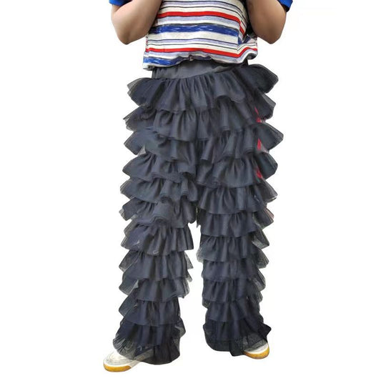 Sweet Mesh Stitching Elastic Cake European Pants