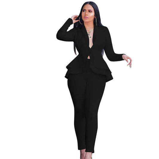 Women's Fashion Ruffles Air Layer Business Wear Suits