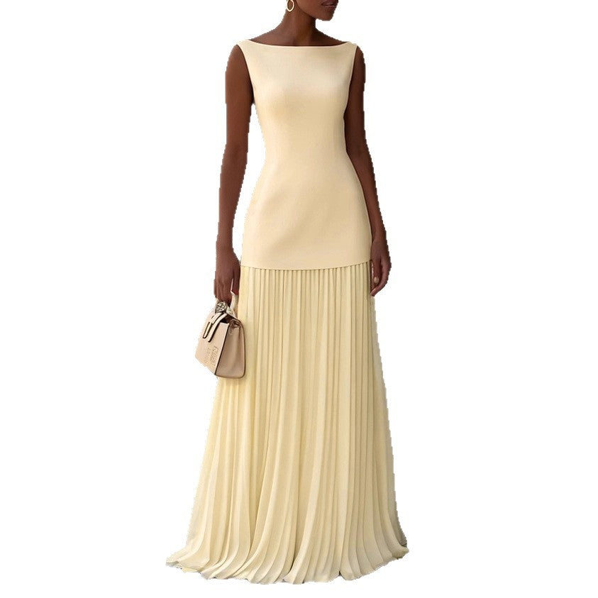 Women's Solid Color Sleeveless Knitted Sexy Slim Dresses