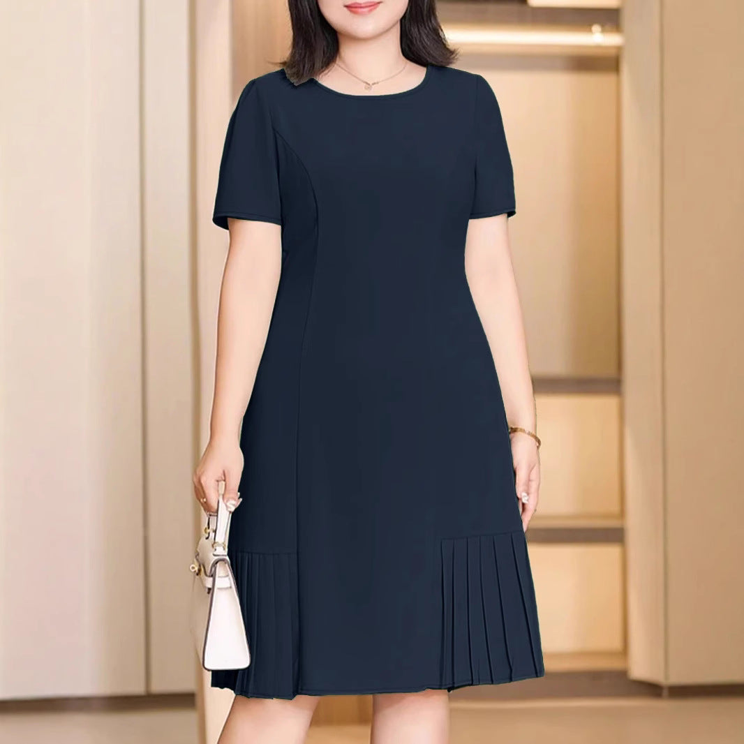 Women's Round Neck Sleeve Casual A- Line Dress
