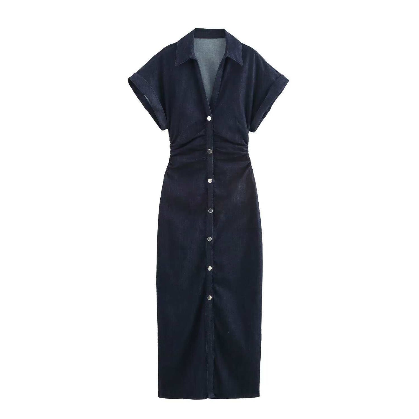 Midi Dress Slim Summer Denim Blue Dresses