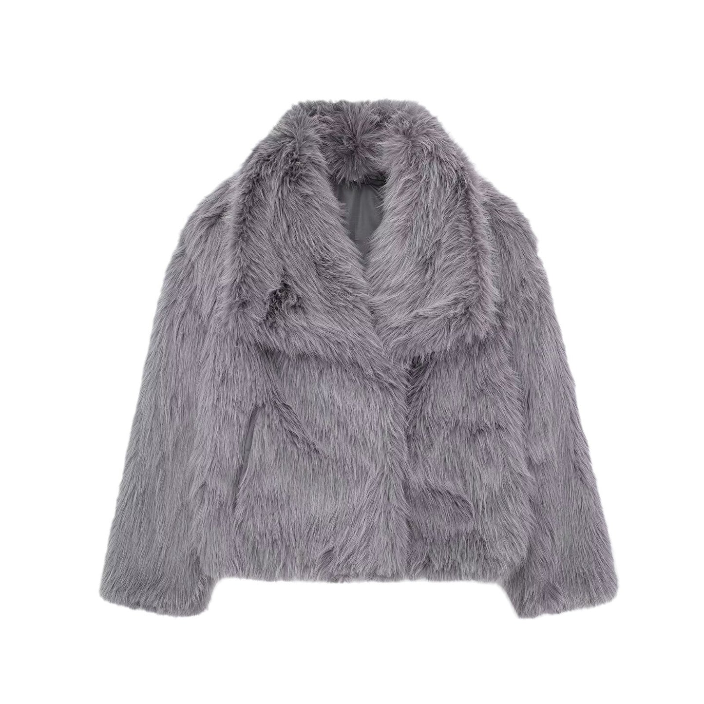 Women's Winter Street Fashion Artificial Fur Effect Coats