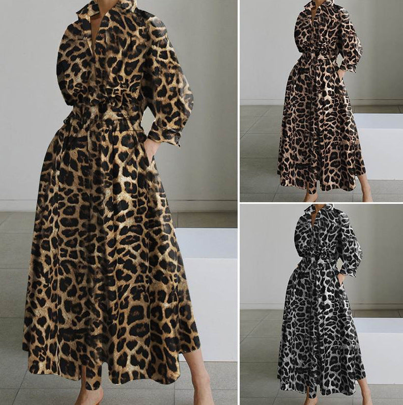 Chiffon Printed Loose Elastic High Waist Slimming Elegant College Dress