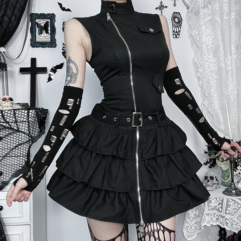 Women's Vintage Zipper Dress Personality Street Punk Dresses