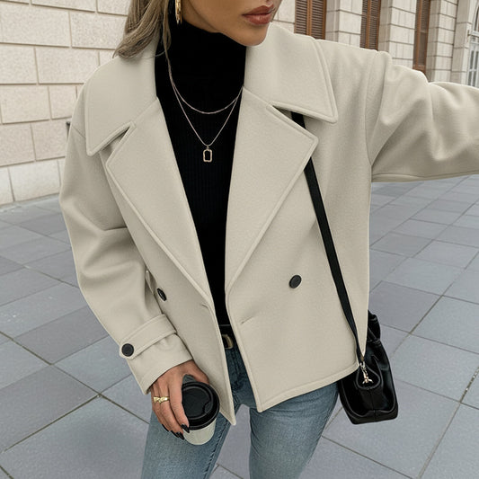 Casual Simplicity Style Double Breasted Solid Coats
