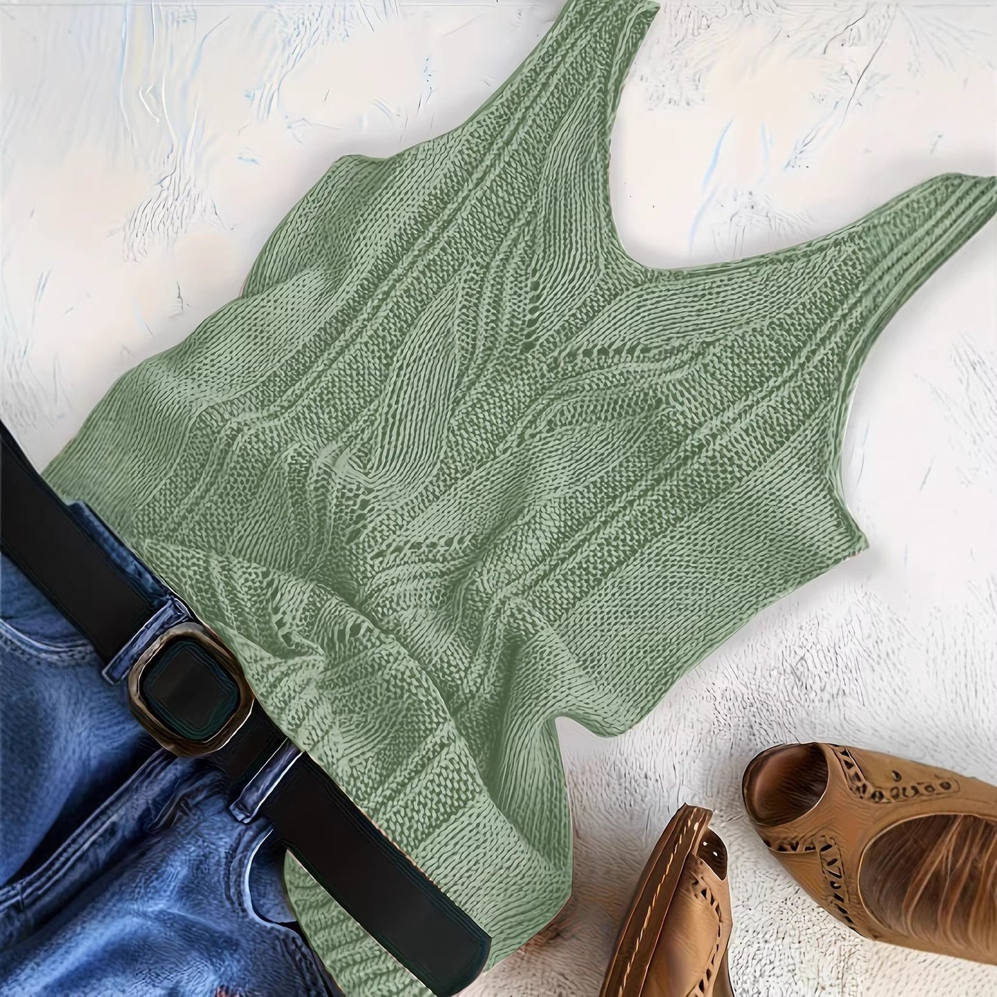 Women's Solid Color Knitted Casual Sleeve Wild Vests