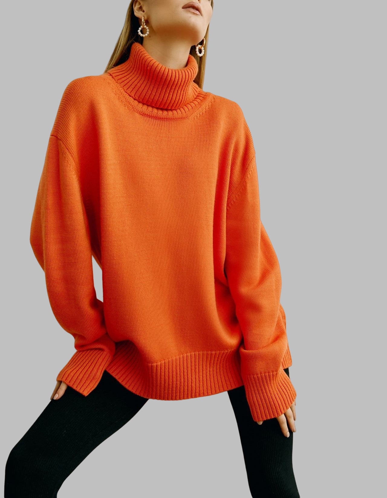 Women's Solid Color Turtleneck Loose Versatile Classic Sweaters