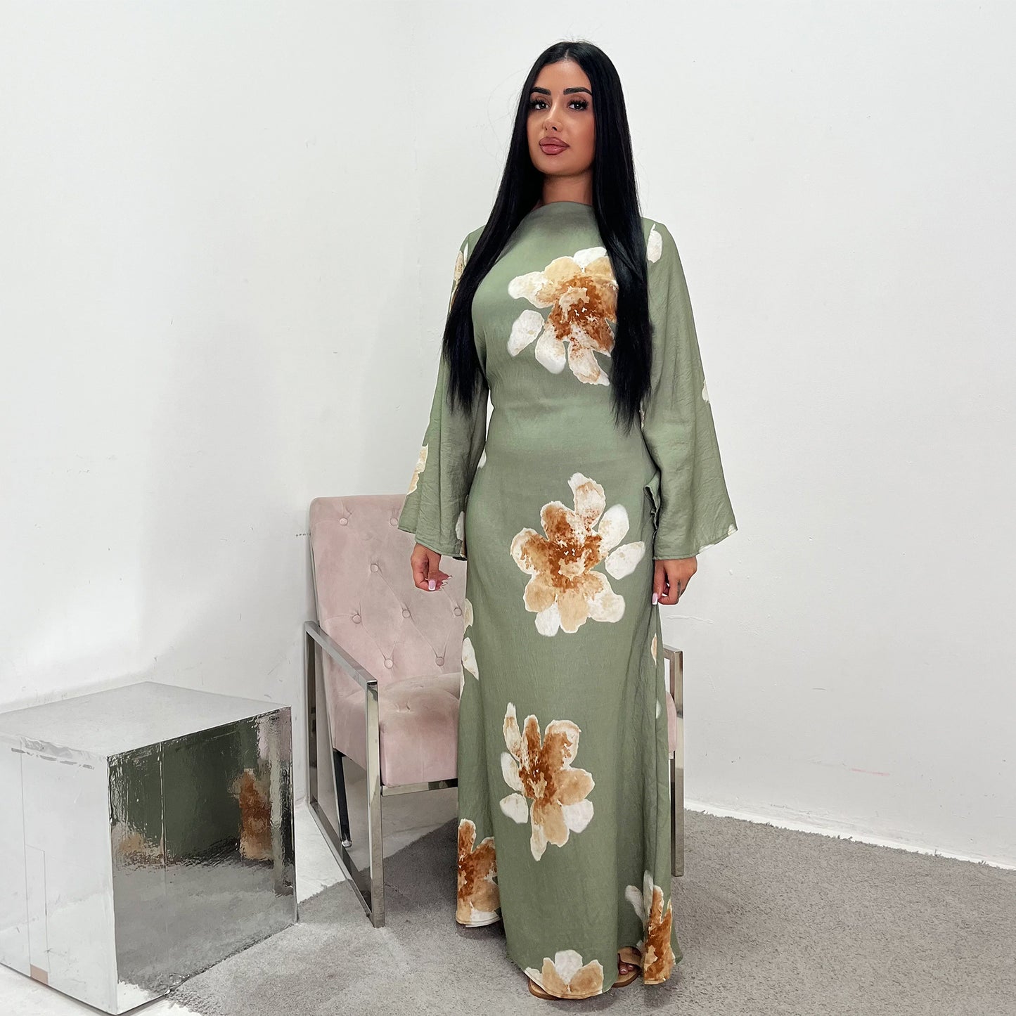 Pure Beautiful Printed Dress Waist Ankle Dresses