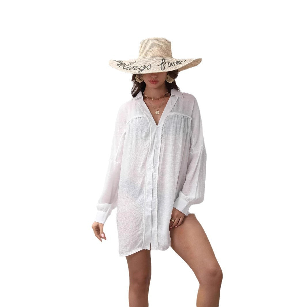 Women's Summer Solid Color Long Sleeve Shirt Blouses