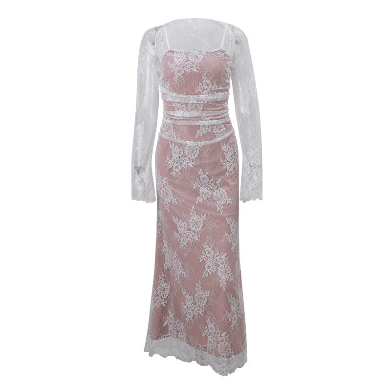 Women's Temperament Waist French Dress Waistcoat Crocheted Dresses