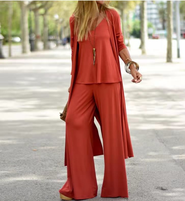 Fashion Loose Three-piece Set Strap Trousers Suits
