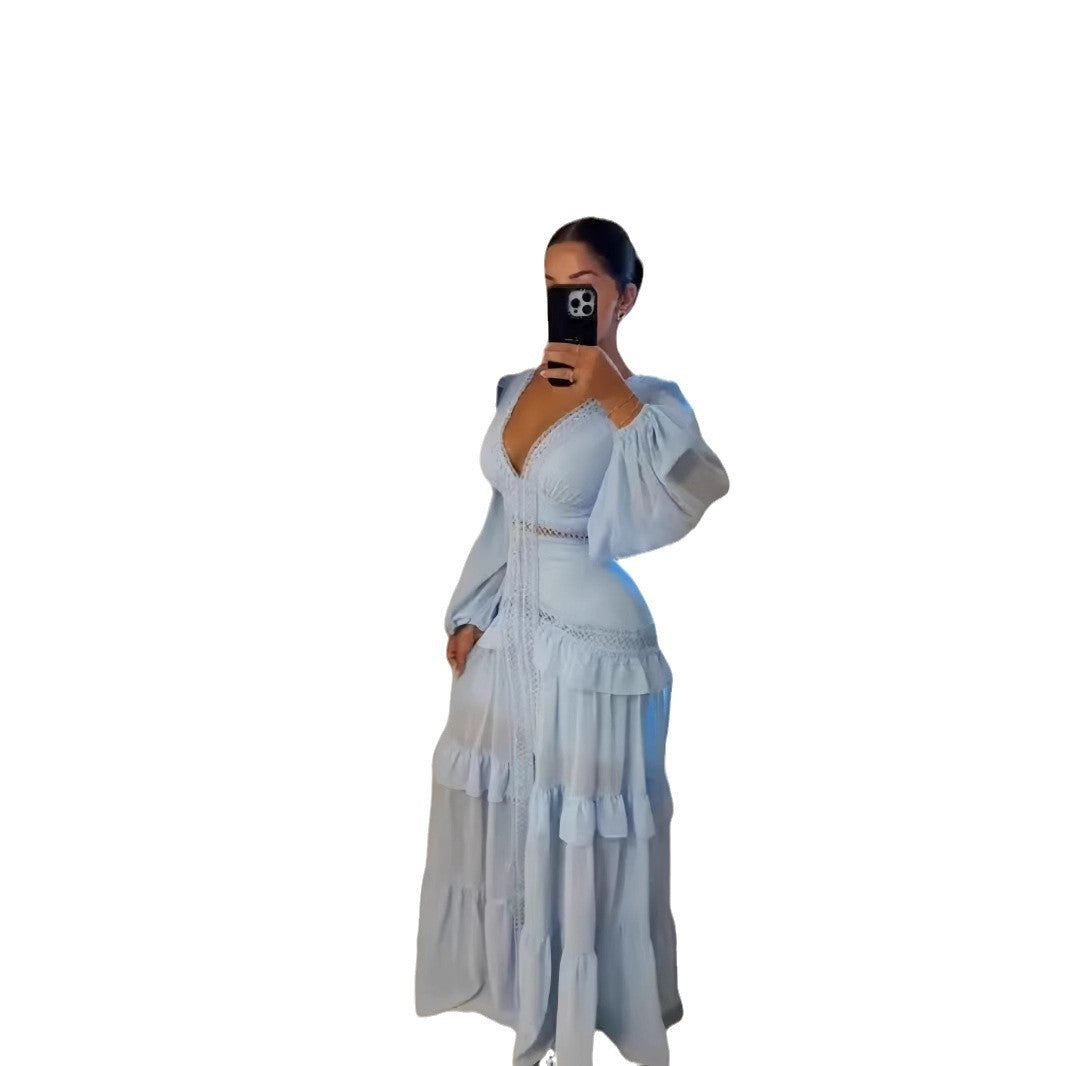 Stylish Ruffled Dress Autumn Split Expansion Dresses
