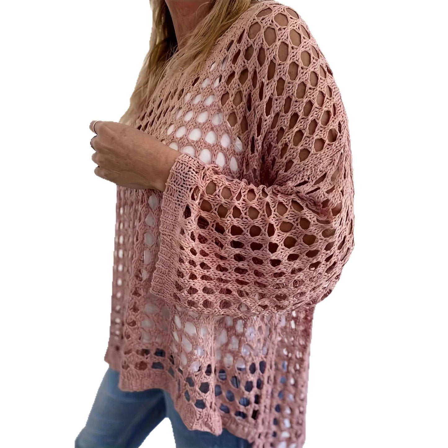 Women's Fashion Wear Loose Knitted Pullover Pink Comfort Sweaters