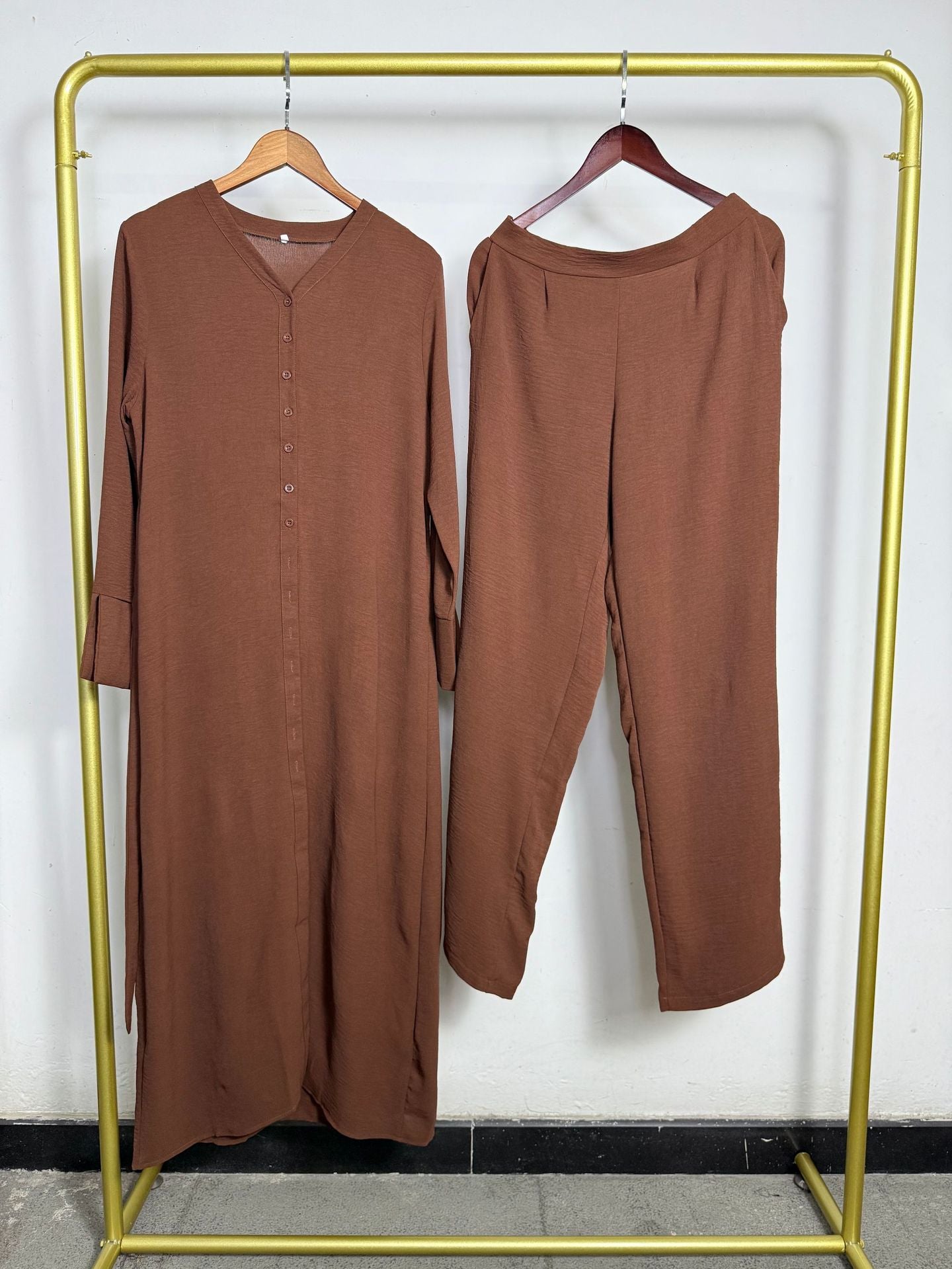 Elegant Long Shirt Two-piece Fashion Single-breasted Dress