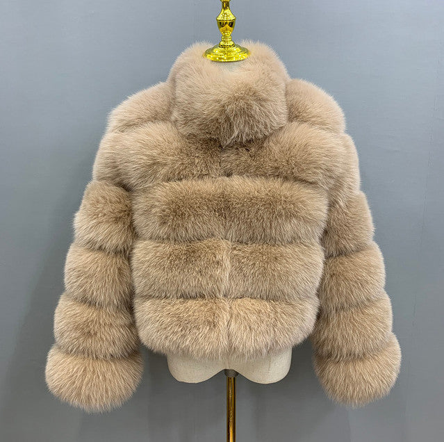 Women's Fur Imitation Fox Faux Slimming Stand Coats