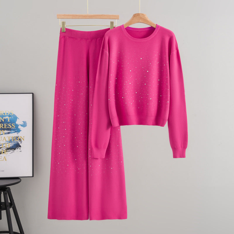 Women's European Goods Starry Rhinestone Long-sleeved Loose Suits