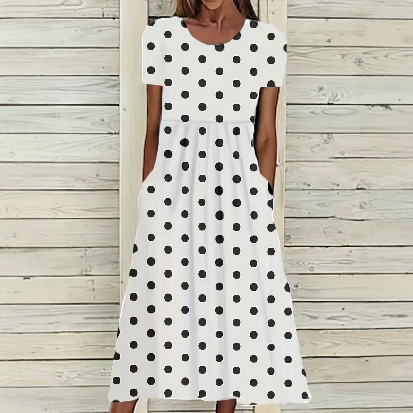 Women's Fashion Casual Round Neck Polka Dot Printed Shorts