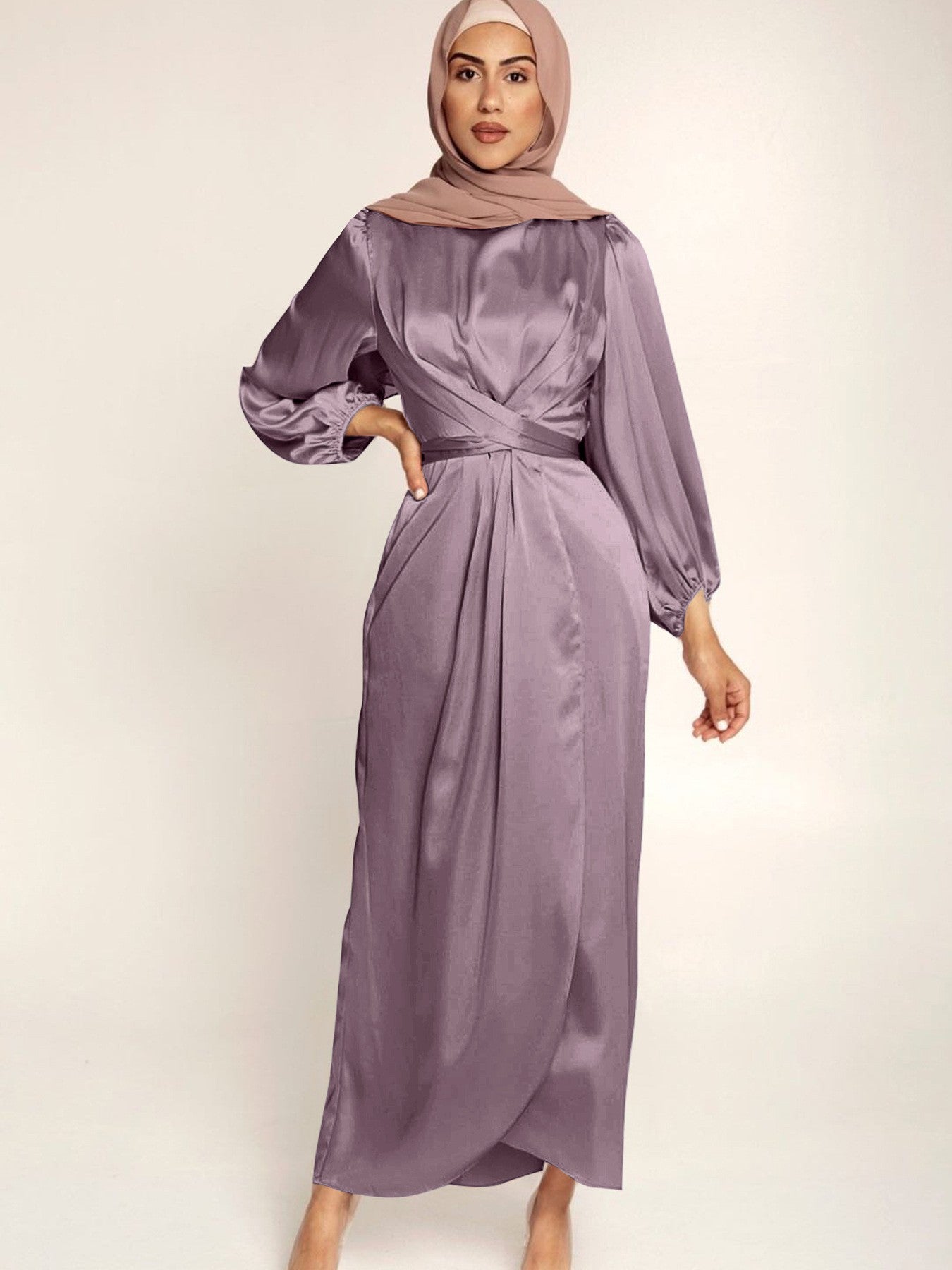 Women's Soft Waist Urban Style Satin Long Dress