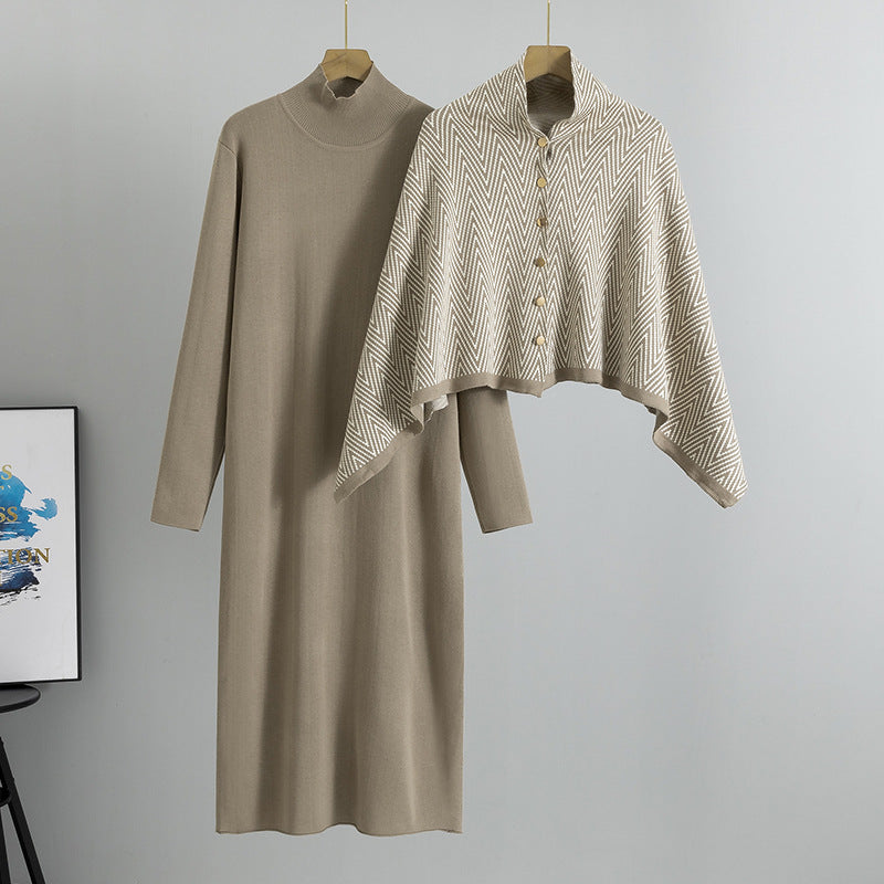 Women's Elegant Dress Knitted Slimming Inverness Long Suits