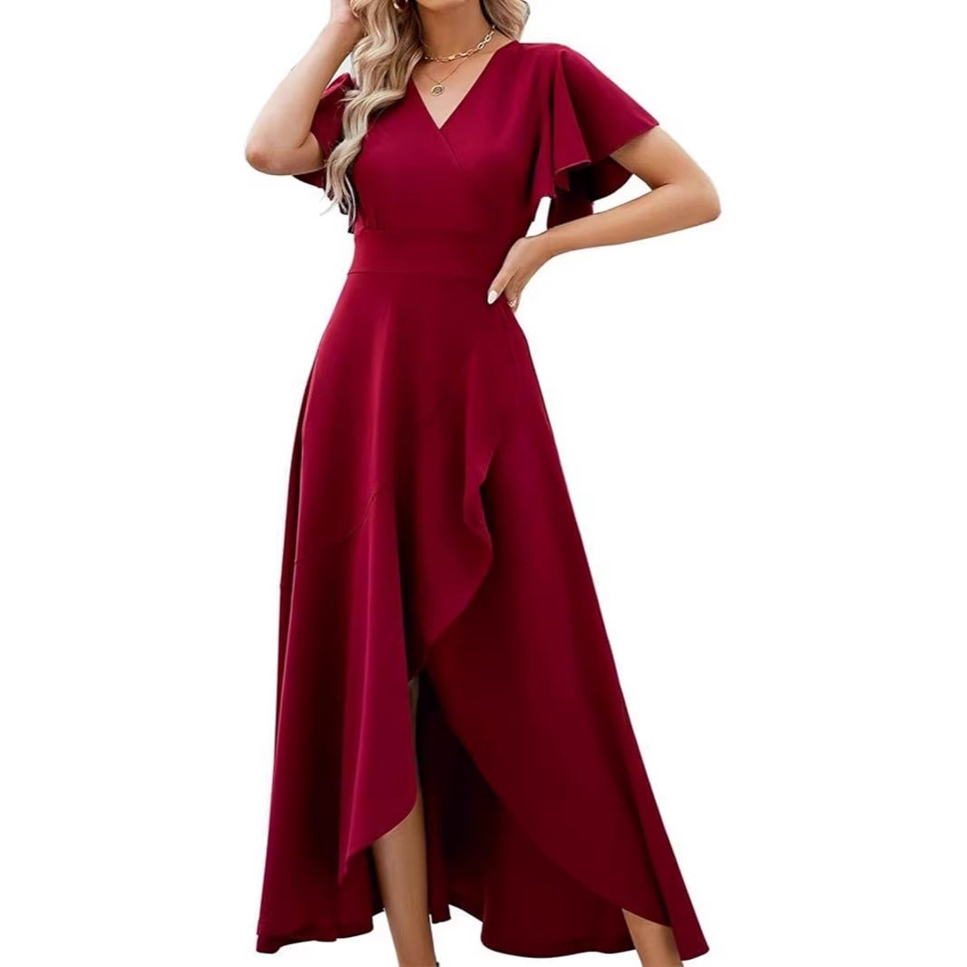 Innovative Women's Ruffle Sleeve Elegant Polyester Dress