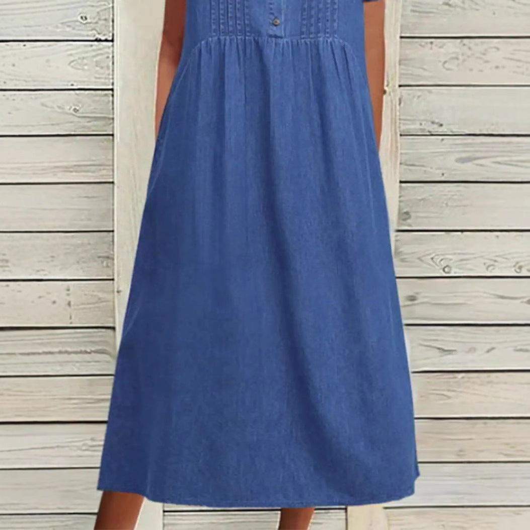Women's Summer Fashion Mid-length Elegant Denim Sleeve Dress