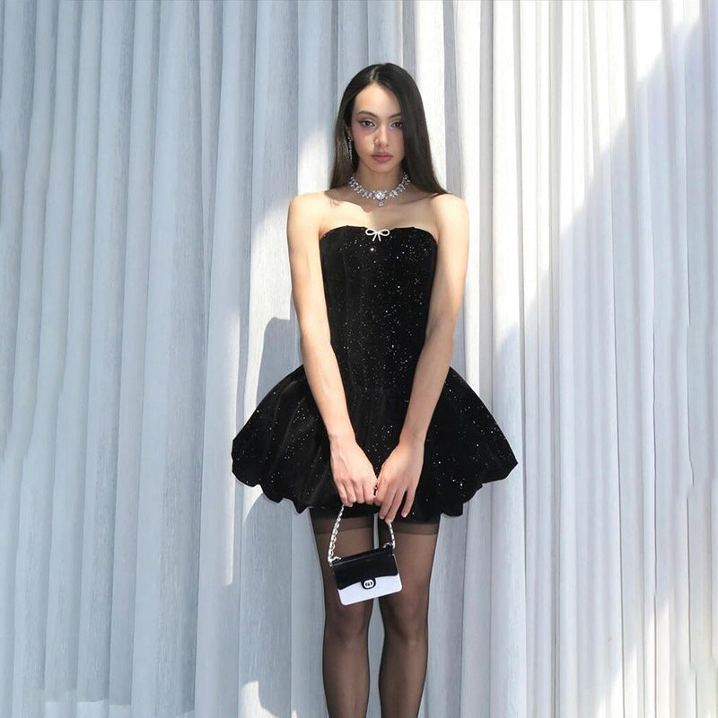 Women's Wear French Sexy Strapless Dress Elegant Dresses