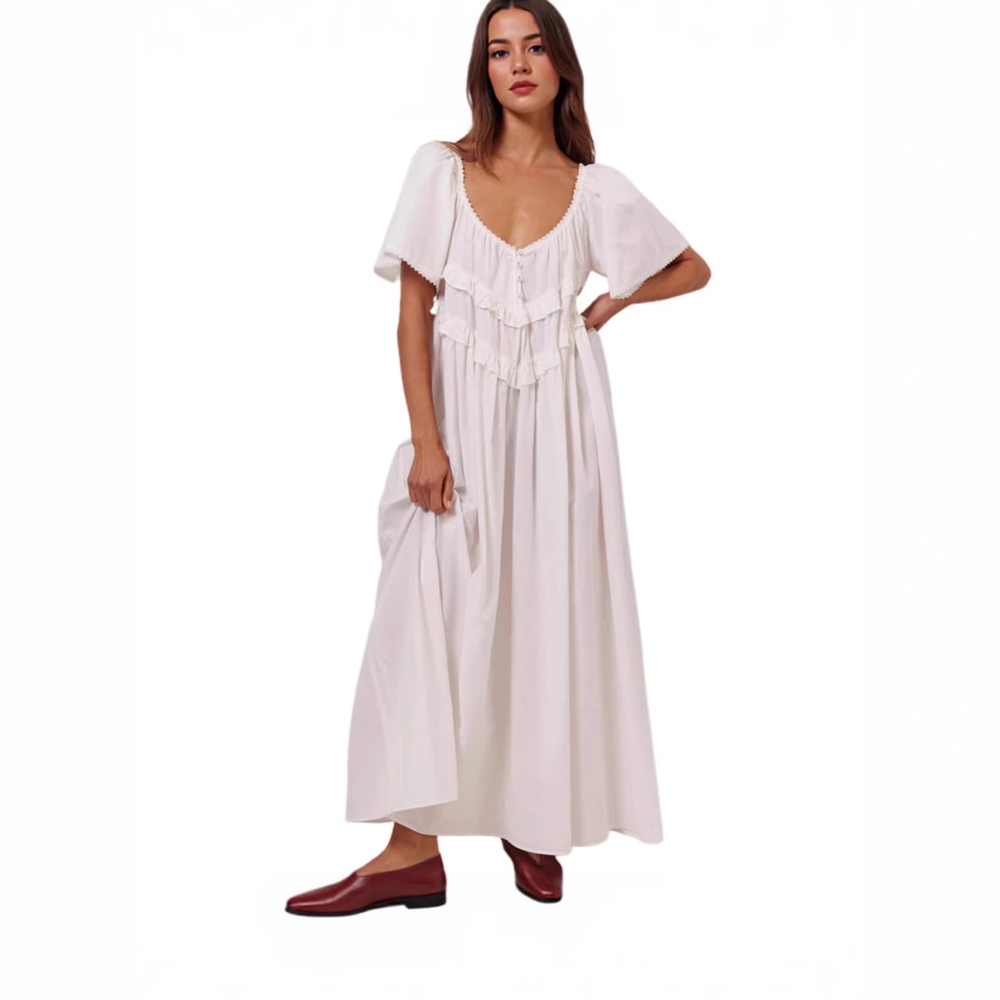 Striped Spaghetti Straps Backless Large Swing Fresh Dress