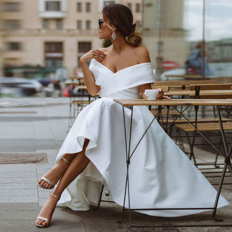 Attractive Comfortable Satin Dress Elegant Simple Wedding Dresses