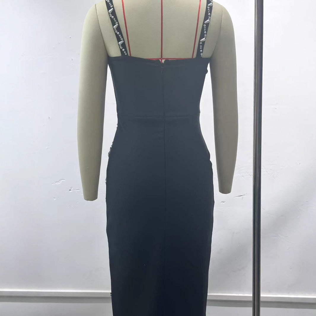 Black Dress Handmade Beaded Sexy Sling Dresses