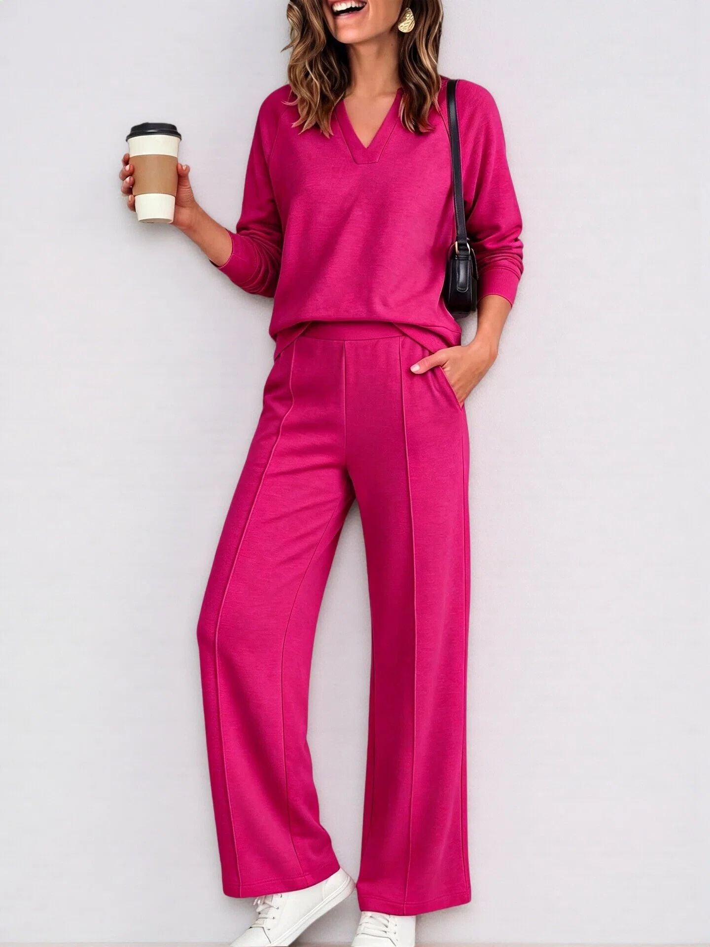 Women's Sportswear Solid Color Long-sleeved Trousers Fashion Casual Suit