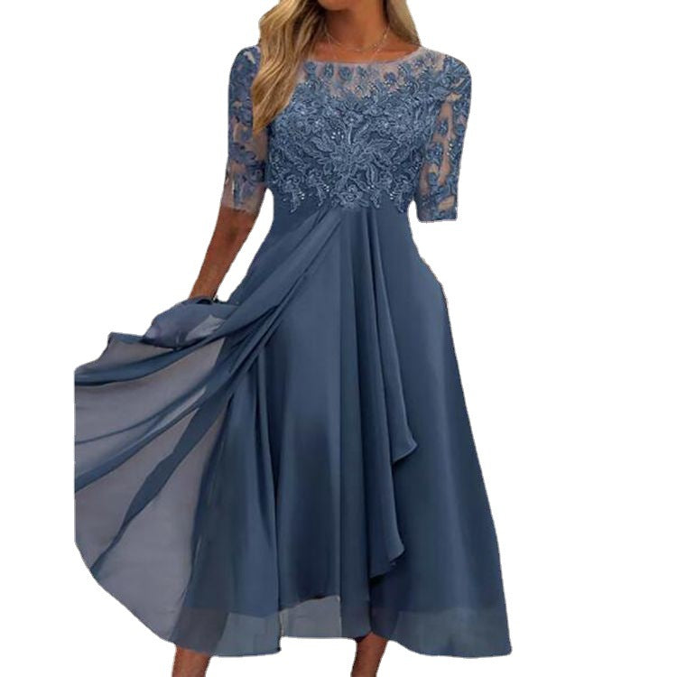 Women's Chiffon Stitching Lace Long Bridesmaid Clothing