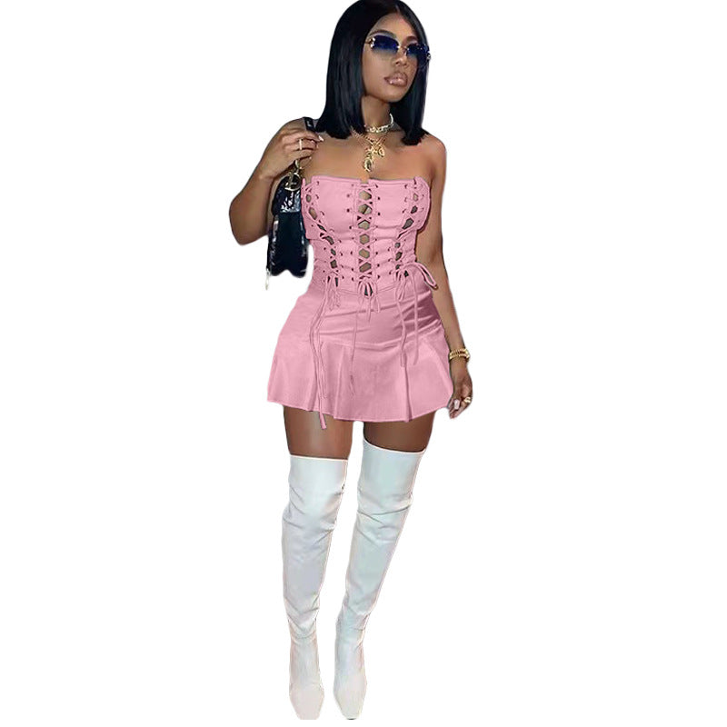 Urban Fashion Sexy Cutout Eyelet Sleeveless Dress