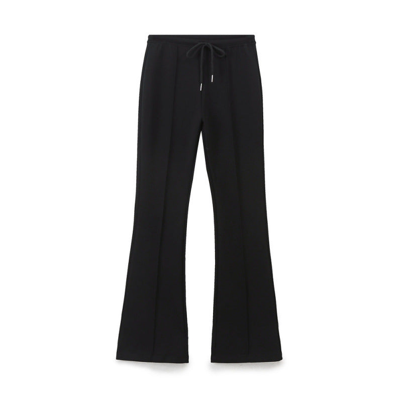 Women's American Sports Style Stitching Decorative Elastic Waist Pants