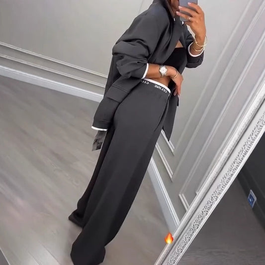 Women's Autumn Gray Commuting Fashion Long Sleeve Suits