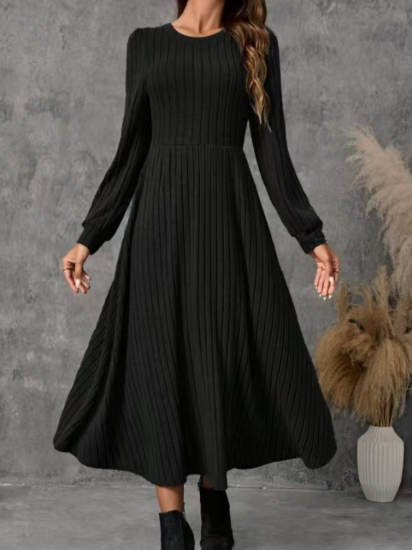 Charming Women's Short-sleeved Hem Knitted Long-sleeved Dress