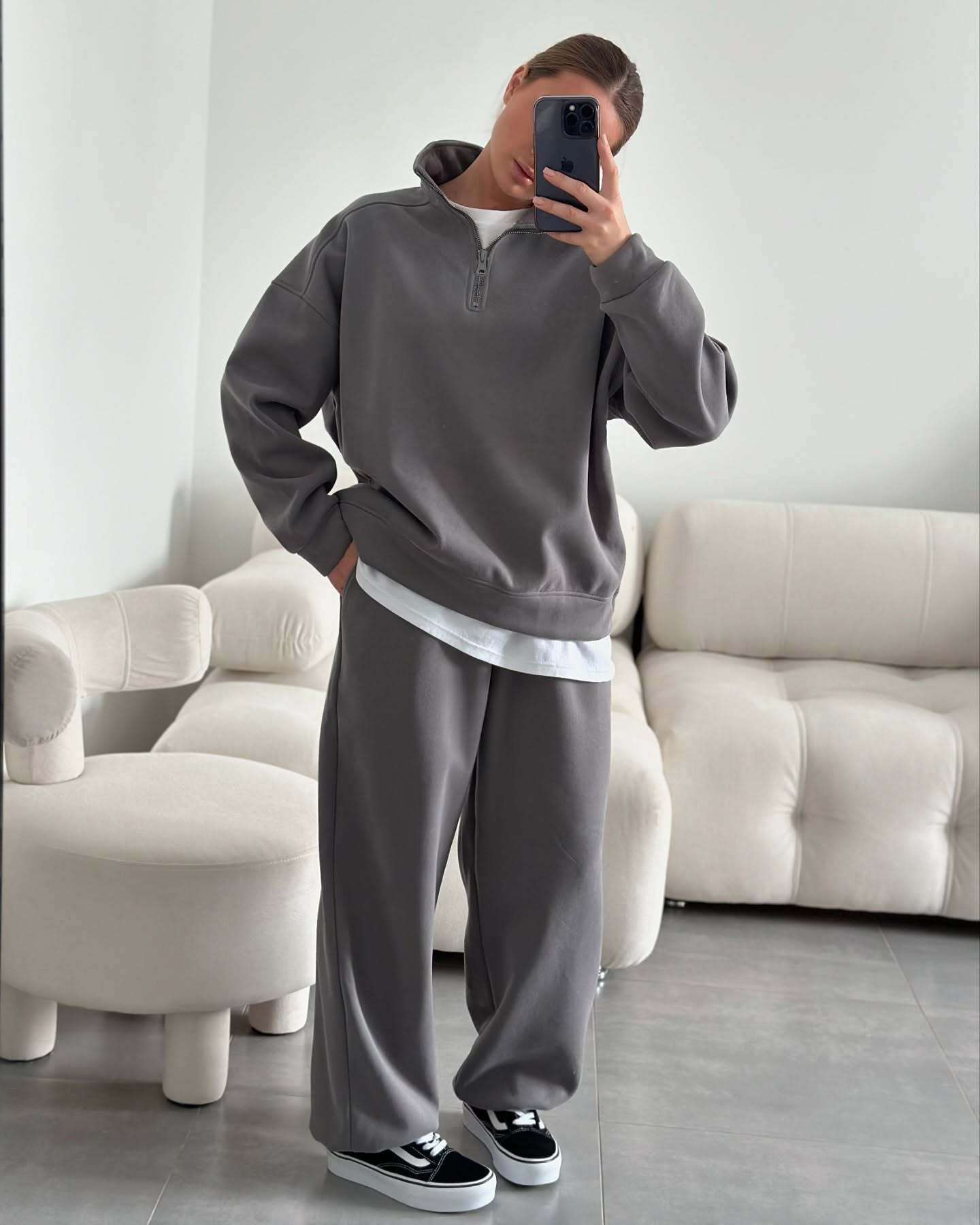 Collar Long-sleeved Trousers Casual Pullover Two-piece Suits